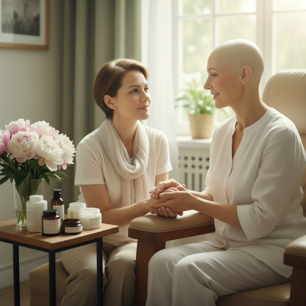 onkologische-kosmetik Unsere Mitarbeiterin Heidi Uhlhorn begleitet als onkologische Kosmetikerin Menschen während einer Krebstherapie mit Einfühlungsvermögen, Ruhe und individuell abgestimmten Behandlungen.
